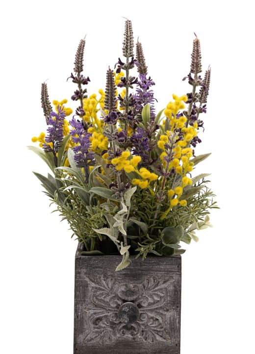 Aromático centro artificial con lavanda y mimosa