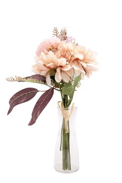 Bouquet artificial con Dhalia en rosa empolvado