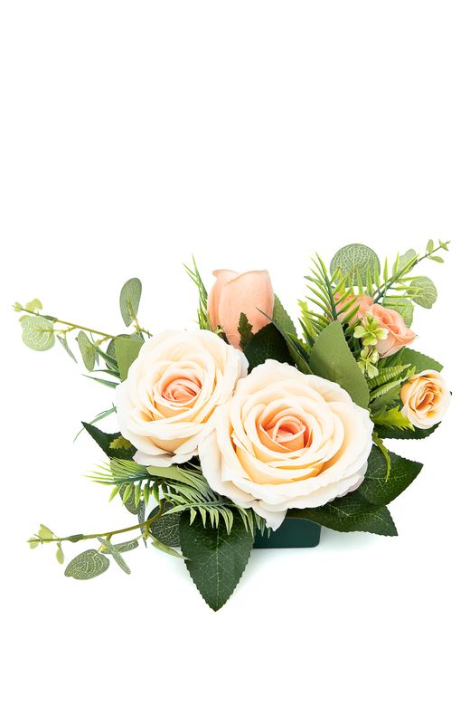 Calidez en el pequeño centro floral de cementerio en color Salón y Naranja