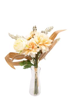 Cálido bouquet artificial con Dhalias en color naranja