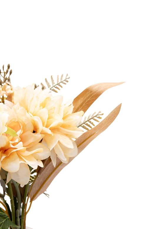 Cálido bouquet artificial con Dhalias en color naranja