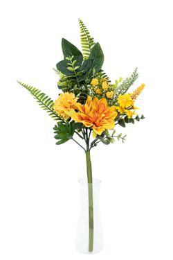 Cálido pomo floral de cementerio con dalia en tono naranja