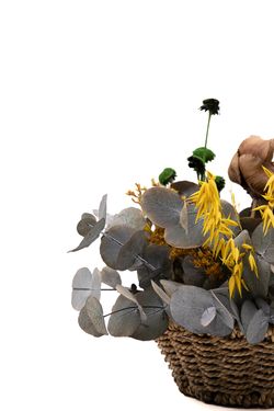 Campestre centro de flores secas y preservadas en color amarillo