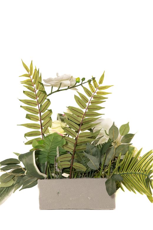 Centro de flores para tumbas de cementerio en color blanco