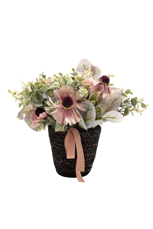 Centro floral artificial atemporal con Echinacea