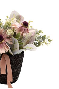 Centro floral artificial atemporal con Echinacea