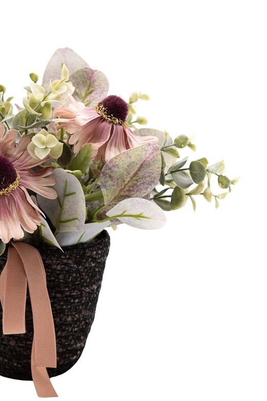 Centro floral artificial atemporal con Echinacea