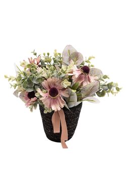 Centro floral artificial atemporal con Echinacea