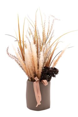 Centro floral artificial texturizado en tonos naturales