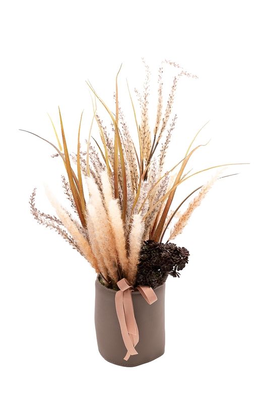 Centro floral artificial texturizado en tonos naturales