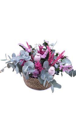Cesta natural rosa. Frescura y color natural