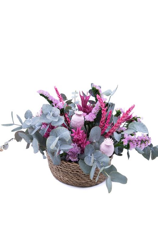 Cesta natural rosa. Frescura y color natural