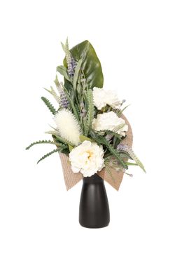 Clásico ramo de flores artificiales para cementerio en color blanco