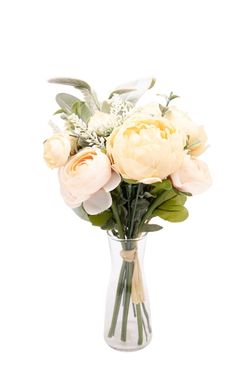 Delicado bouquet artificial con Ranúnculos en tonos salmón