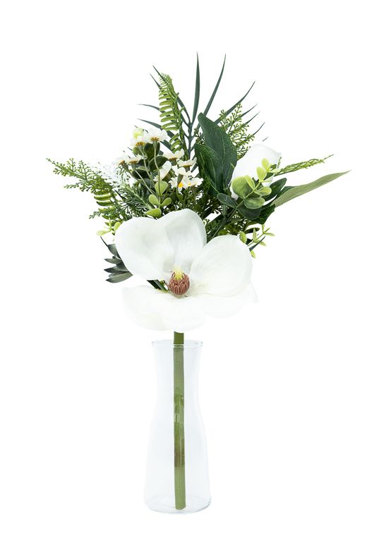 Delicado pomo floral de cementerio con magnolia blanca