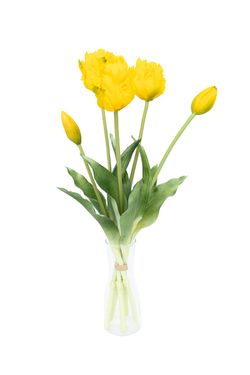 Dinámico ramillete de tulipanes artificiales amarillo intenso