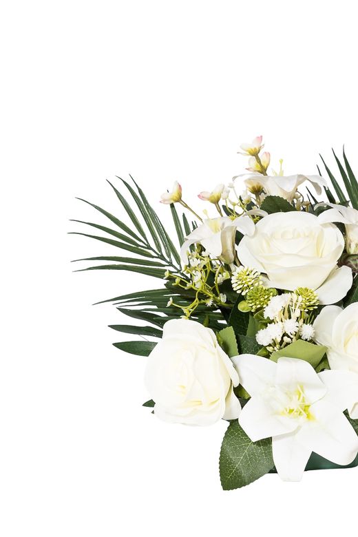 Elegante centro de cementerio color blanco