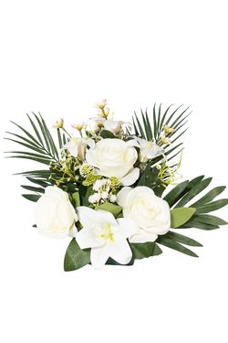 Elegante centro de cementerio color blanco