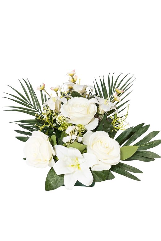 Elegante centro de cementerio color blanco