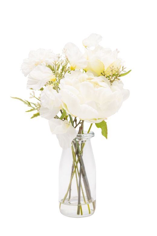 Elegante pequeño bouquet mixto artificial de flores blancas