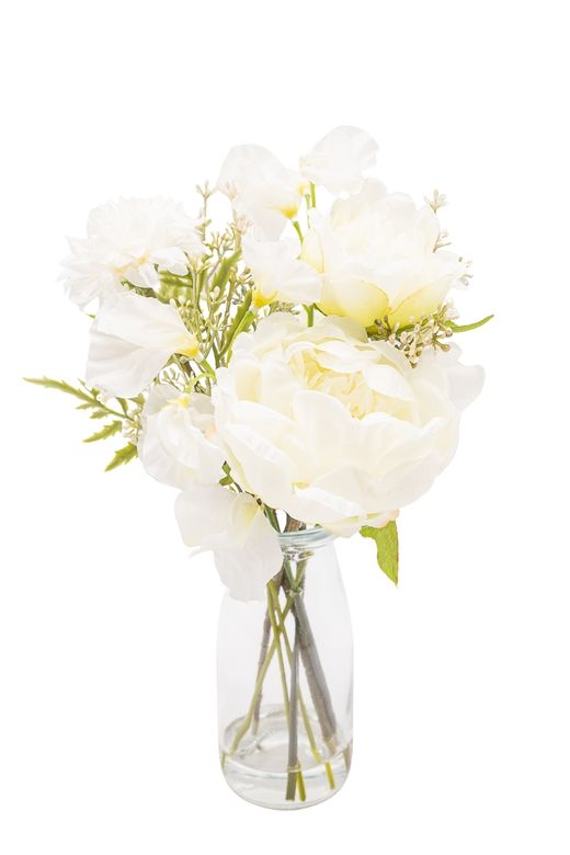 Elegante pequeño bouquet mixto artificial de flores blancas