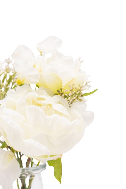 Elegante pequeño bouquet mixto artificial de flores blancas