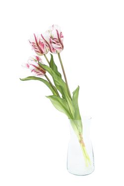 Elegante ramillete de tulipanes artificiales blancos y lilas