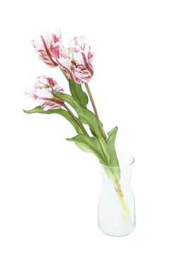 Elegante ramillete de tulipanes artificiales blancos y lilas