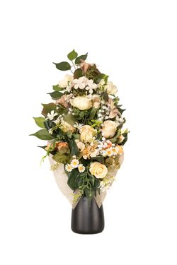 Elegante ramo con rosas amarillas para cementerio