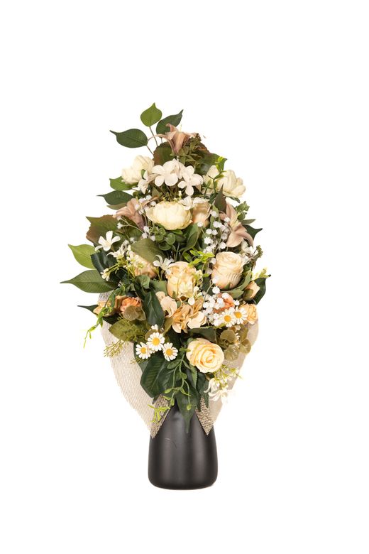 Elegante ramo con rosas amarillas para cementerio