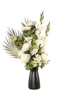 Elegante y clásico ramo de flores artificiales blancas