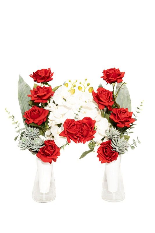 Elegante y refinado ramo de flores para cementerio con orquíedas blancas artificiales Lateral derecho