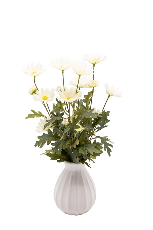 Encantador arreglo floral artificial de margaritas blancas