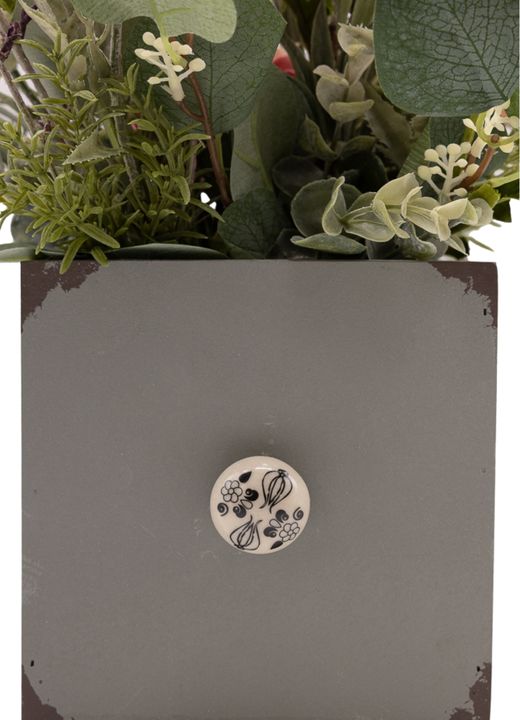 Encantador centro artificial con lavanda y zinnias rosas