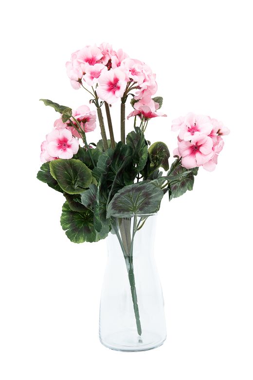 Encantador ramillete floral artificial de geranios rosas
