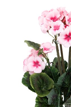 Encantador ramillete floral artificial de geranios rosas