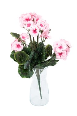 Encantador ramillete floral artificial de geranios rosas