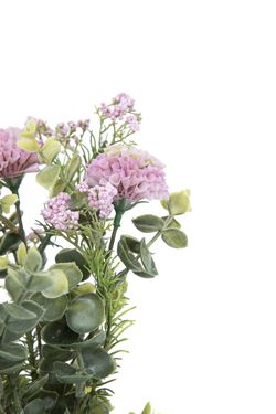 Encantador ramillete silvestre artificial de flores lilas y eucalipto
