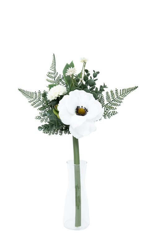 Exquisito pomo floral de cementerio con anémona blanca