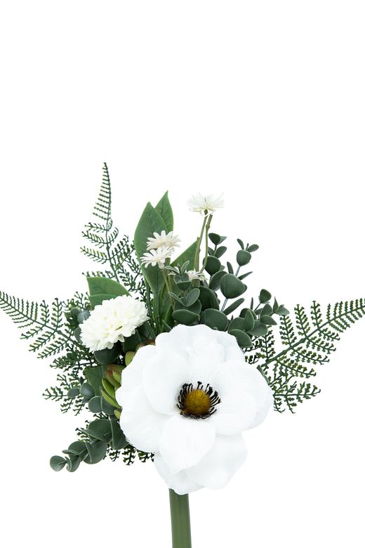 Exquisito pomo floral de cementerio con anémona blanca