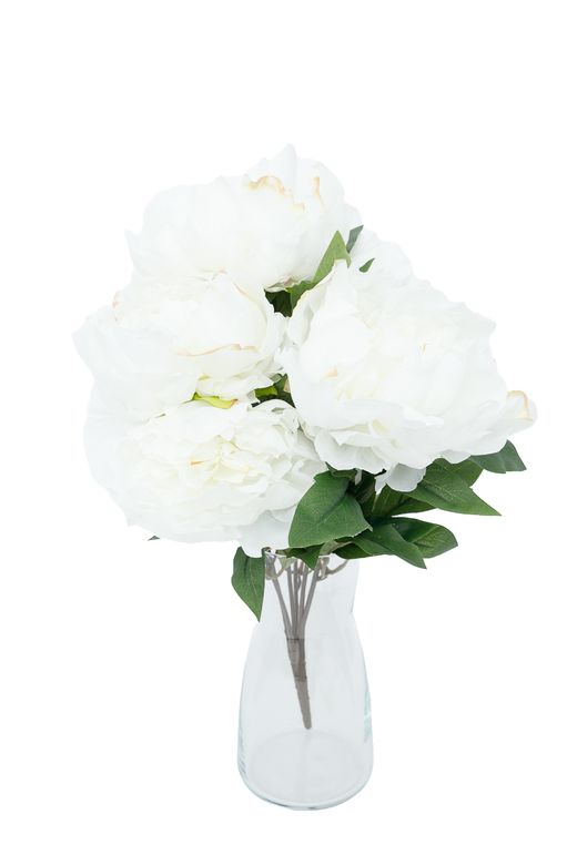 Exquisito ramillete de penías artificiales blancas