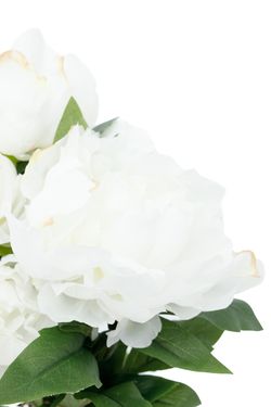 Exquisito ramillete de penías artificiales blancas