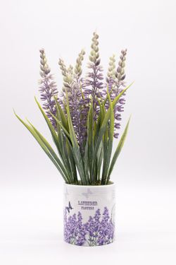 Flores de lavanda en maceta de cerámica