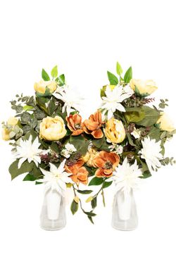 Flores artificiais de magnólia para este buquê de flores de cemitério