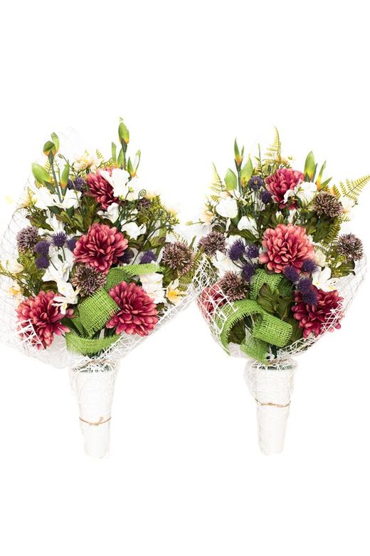 Gran ramo de flores artificiales con crisantemos en color coral