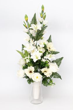 Gran ramo de flores para cementerio en tonos blancos