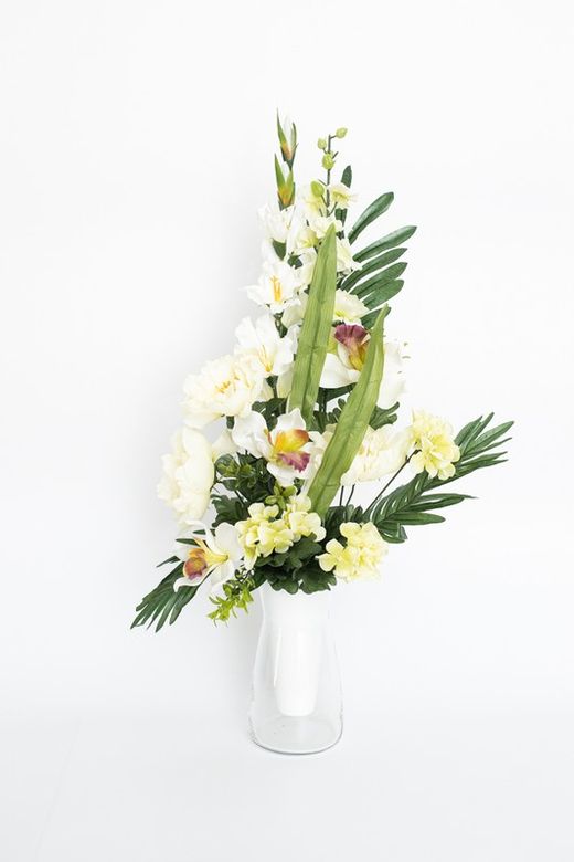 Gran ramo de flores para nichos y tumbas en color blanco