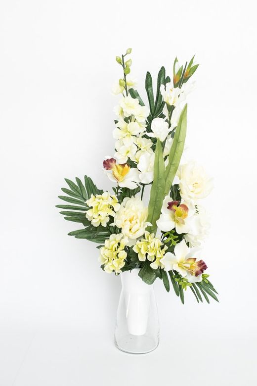 Gran ramo de flores para nichos y tumbas en color blanco
