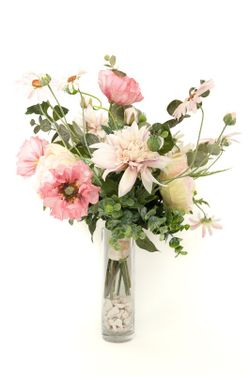 Increíble ramo de flores artificiales con amapolas y rosas artificiales