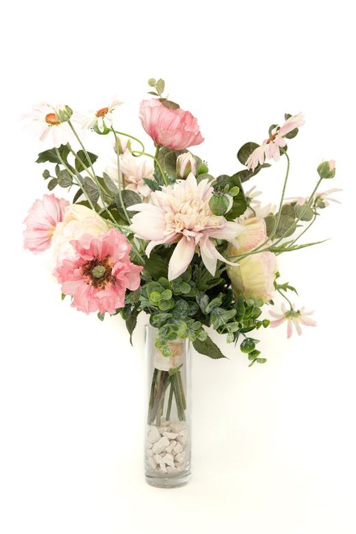 Increíble ramo de flores artificiales con amapolas y rosas artificiales